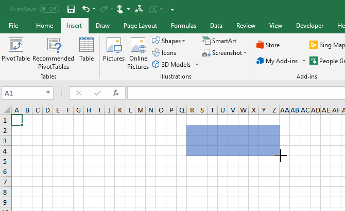 Dibuja una forma en la cuadrícula en Excel