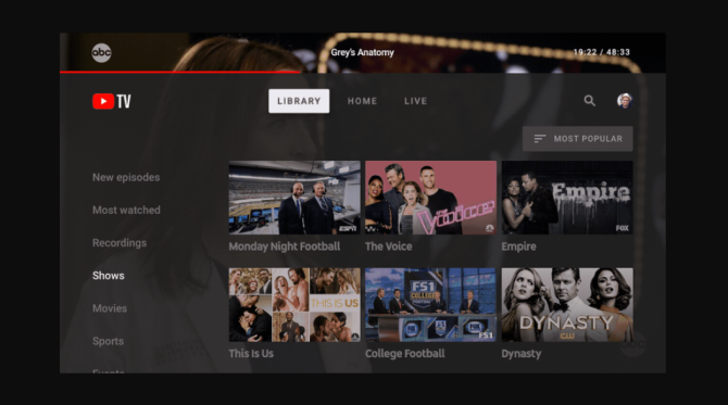 YouTube TV obtiene su propia aplicación de televisión dedicada nueva captura de pantalla de la aplicación de televisión de youtube