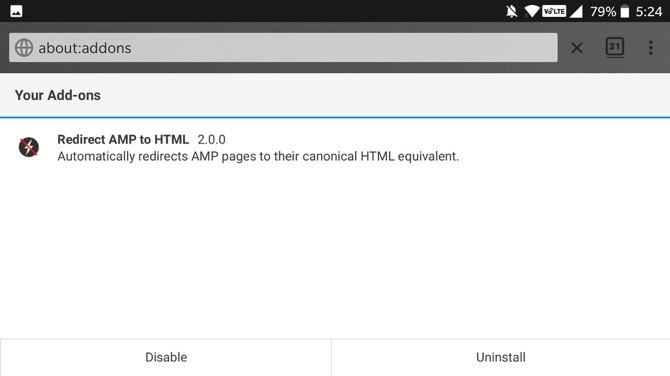 Redireccionar AMP a HTML Firefox Android