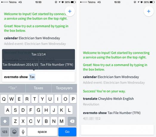 Input es una línea de comando de iPhone para Evernote, Gmail y mucho más evernoteshow