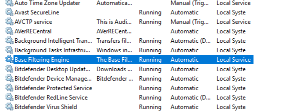 Ajuste la configuración del motor de filtrado base en Windows 10