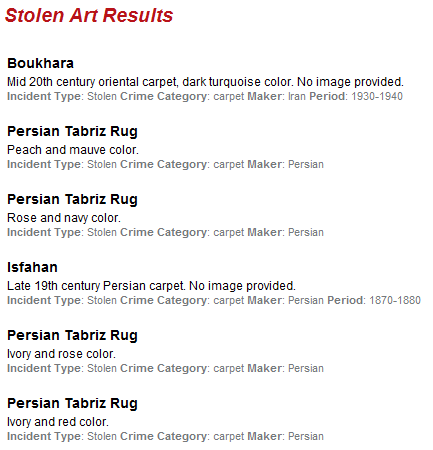 base de datos de obras de arte robadas