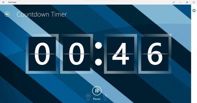 Interfaz de la aplicación Free Timer que muestra la cuenta regresiva del trabajo