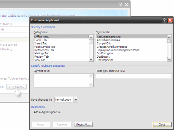 Configurar teclas de acceso directo personalizadas en MS Word y hacer una hoja de trucos Personalizar teclado