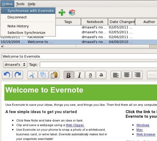 cliente de evernote para linux