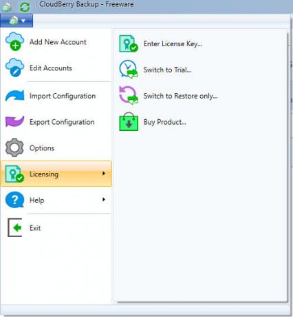 CloudBerry Backup protege archivos en Windows, Mac y Linux 15 Pestaña de licencias de CloudBerry