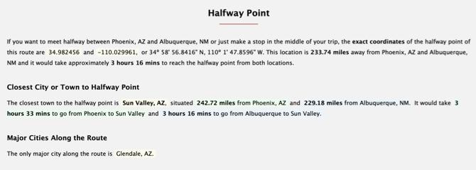 Distancia entre ciudades Halfway Point