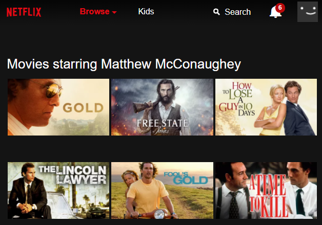 Cómo ingresar a los códigos secretos de Netflix netflix matthew mcconaughey